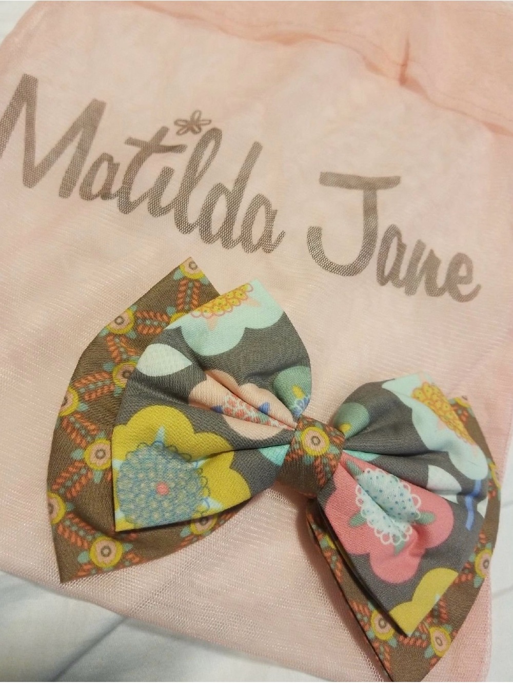 Matilda Jane Tart Nectar Pink Floral Pattern Hair Bow